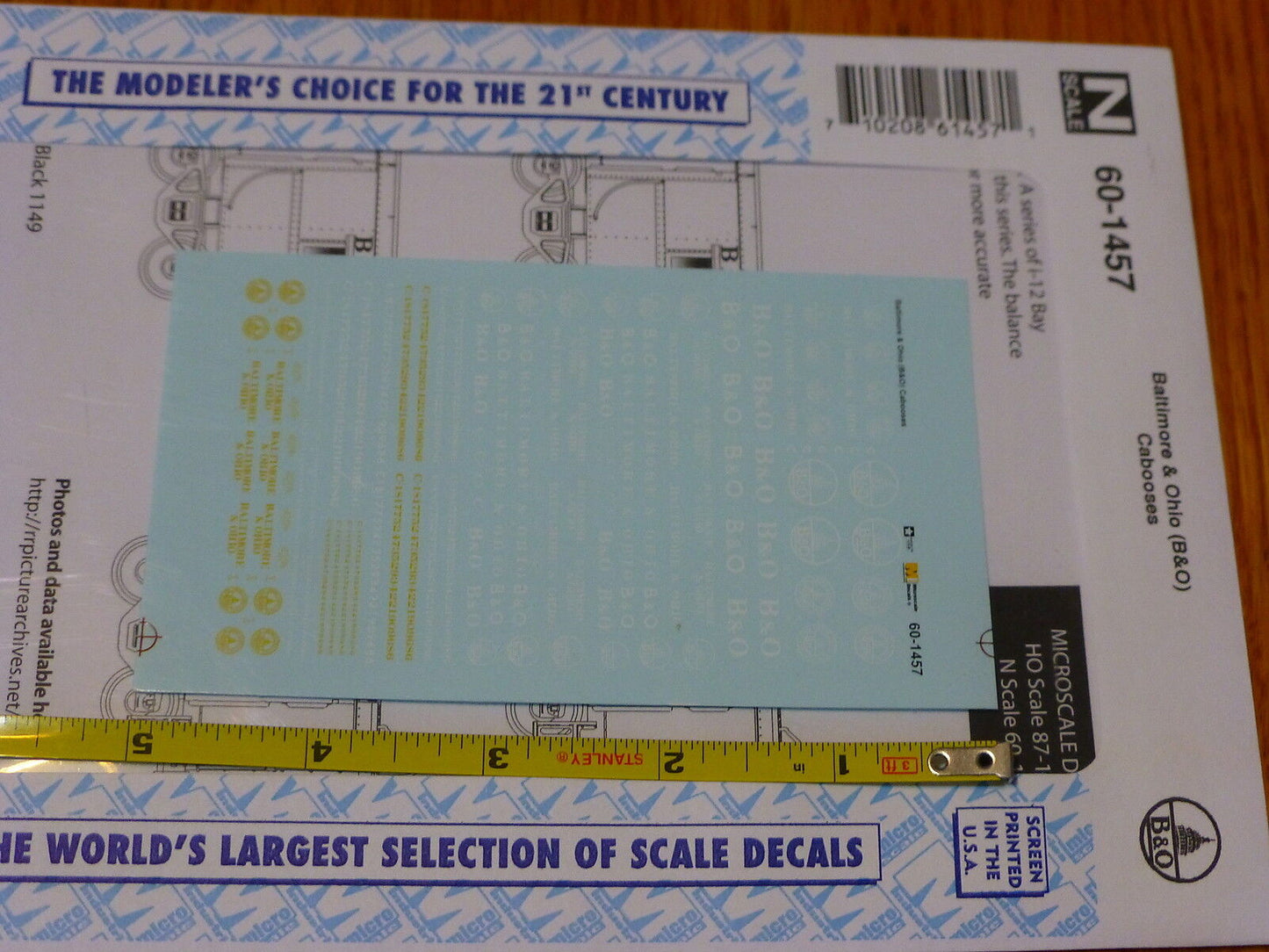 Microscale Decal N #60-1457 Baltimore & Ohio (B&O) Cabooses (Decal Set)