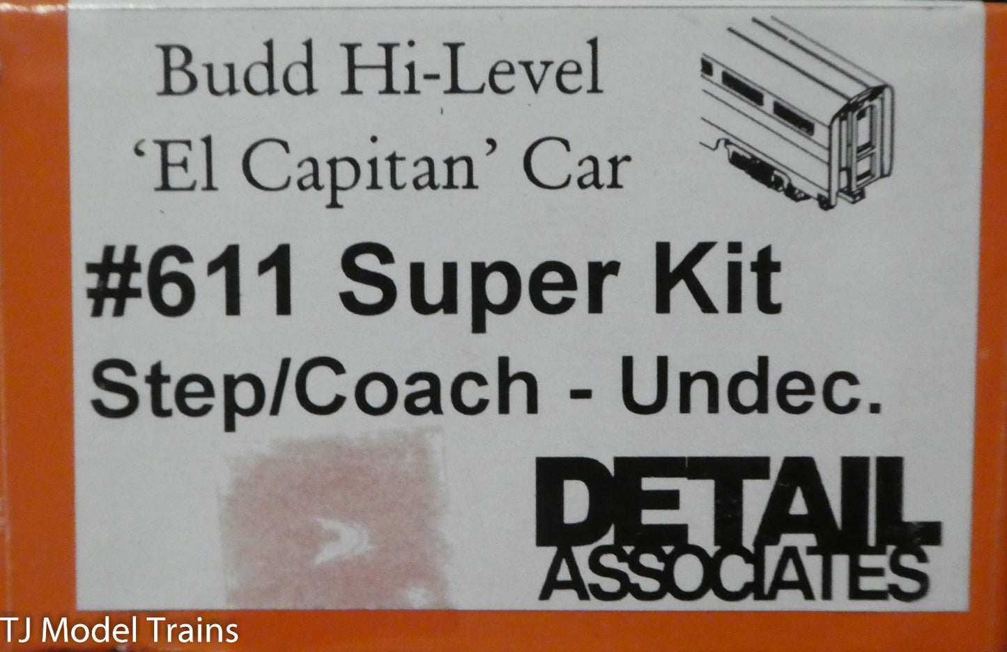 Detail Associates HO #611 Budd Hi-Level 'El Capitan' Car Super Kit Step/Coach