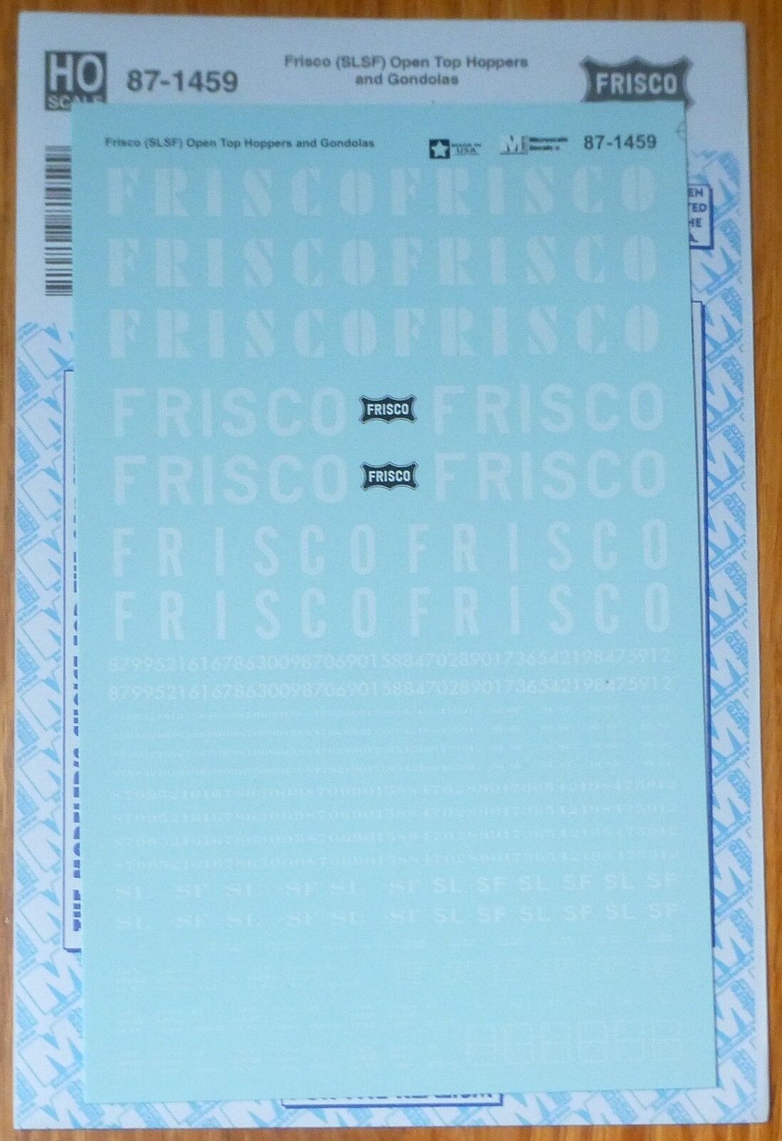 Microscale Decal HO #87-1459 Frisco (SLSF) Open Top Hoppers and Gondolas