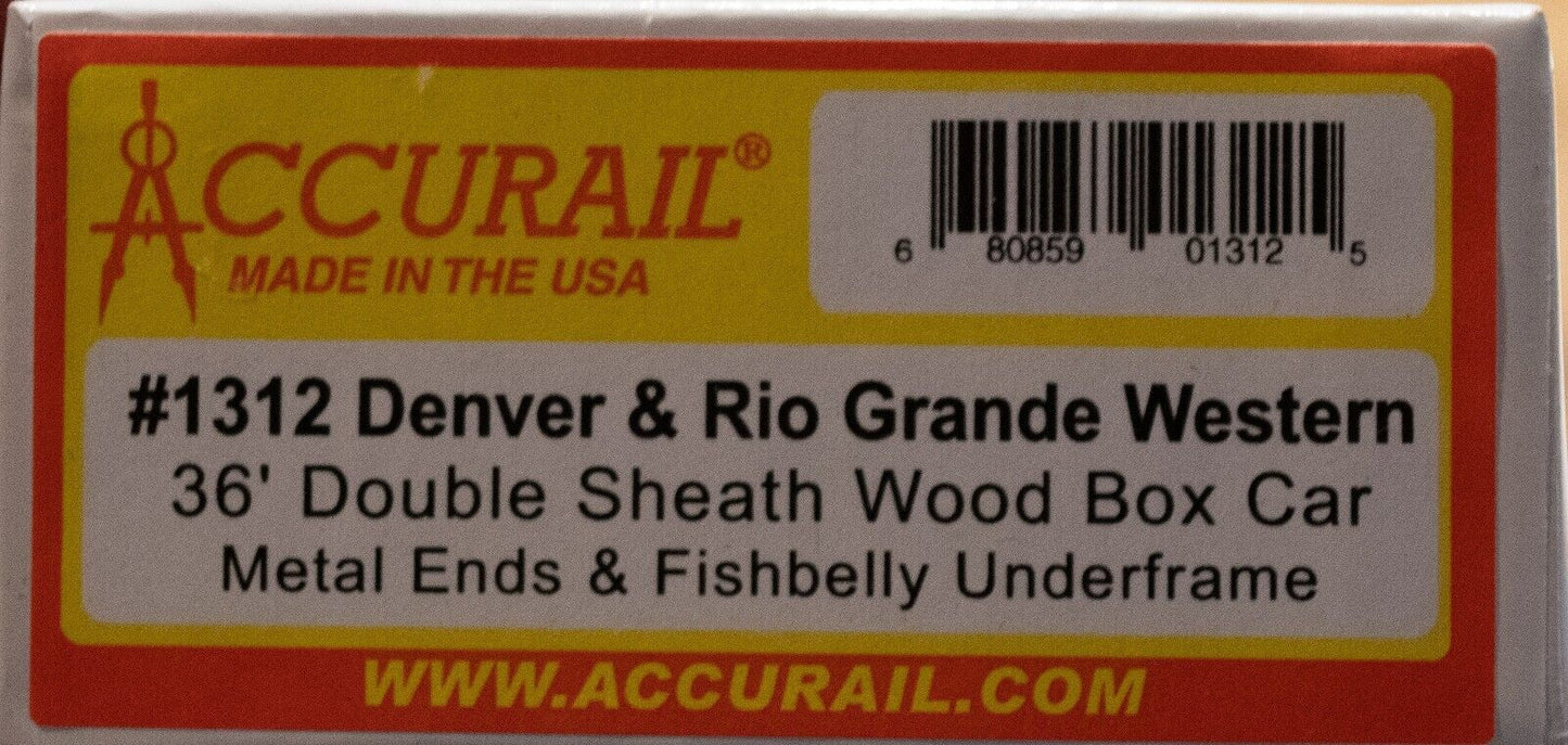 Accurail #1312 36' Double-Sheathed Wood Boxcar, Steel Roof, Ends, Fishbelly Unde