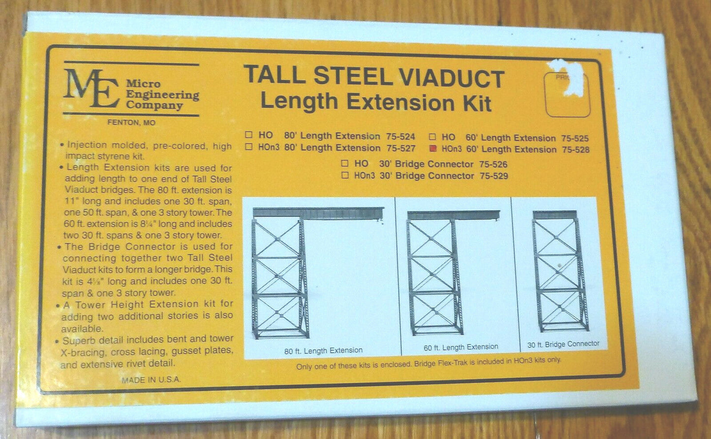 Micro Engineering Company HOn3 #75-528 Tall Steel Viaduct Length Extension - 60'