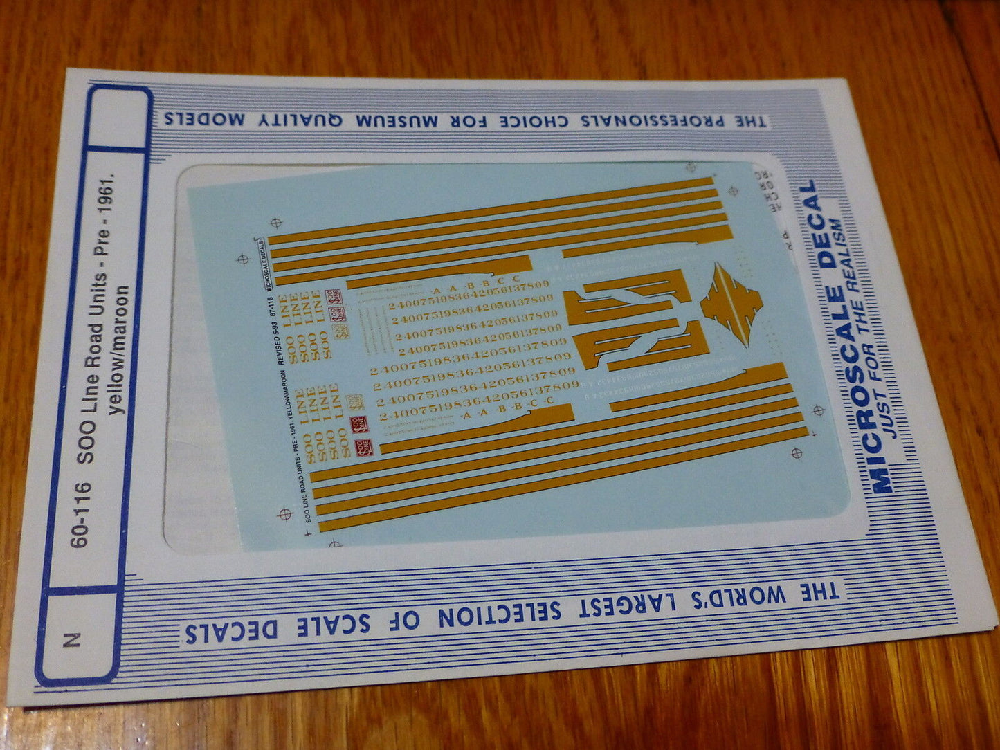 Microscale Decal N #60-116 Soo Diesels - Hoods & Cabs - Yellow & Maroon Scheme