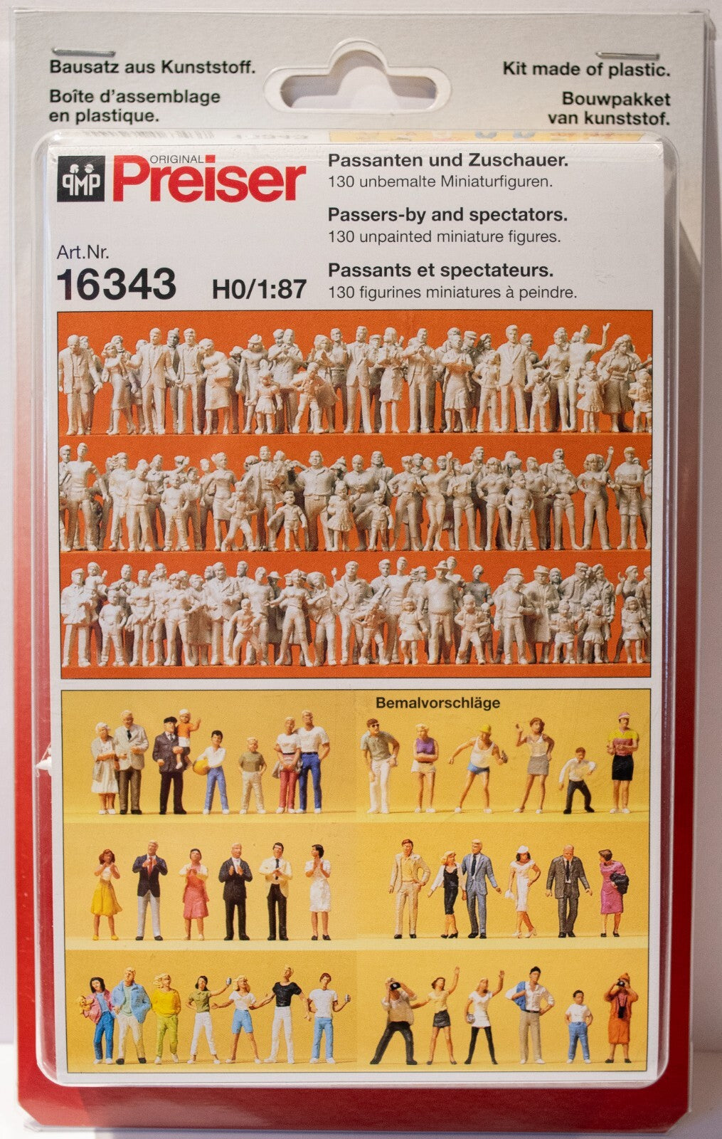 Preiser HO #16343 Unpainted Figure Set -- Passers-by/Spectators