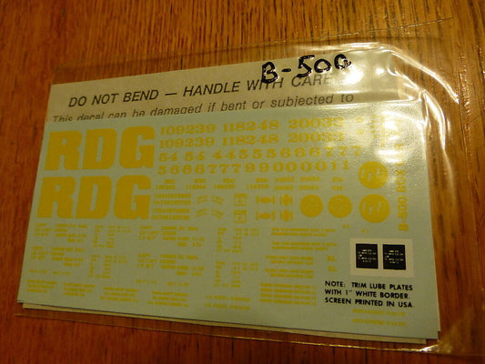 Herald King Decal #B-500 RDG 40' or 50' Boxcar (Yellow Lettering)