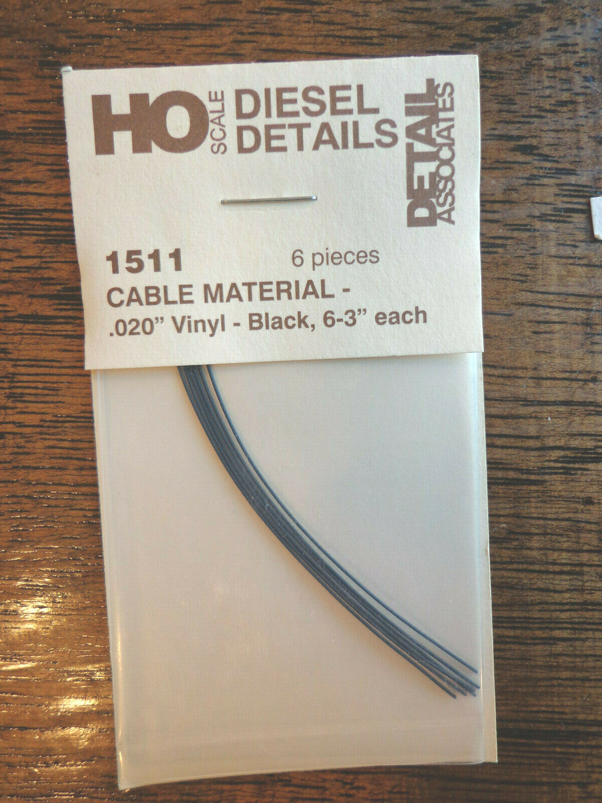 Detail Associates HO #1511 Cable Material .020" Vinyl-Black 6-3" each