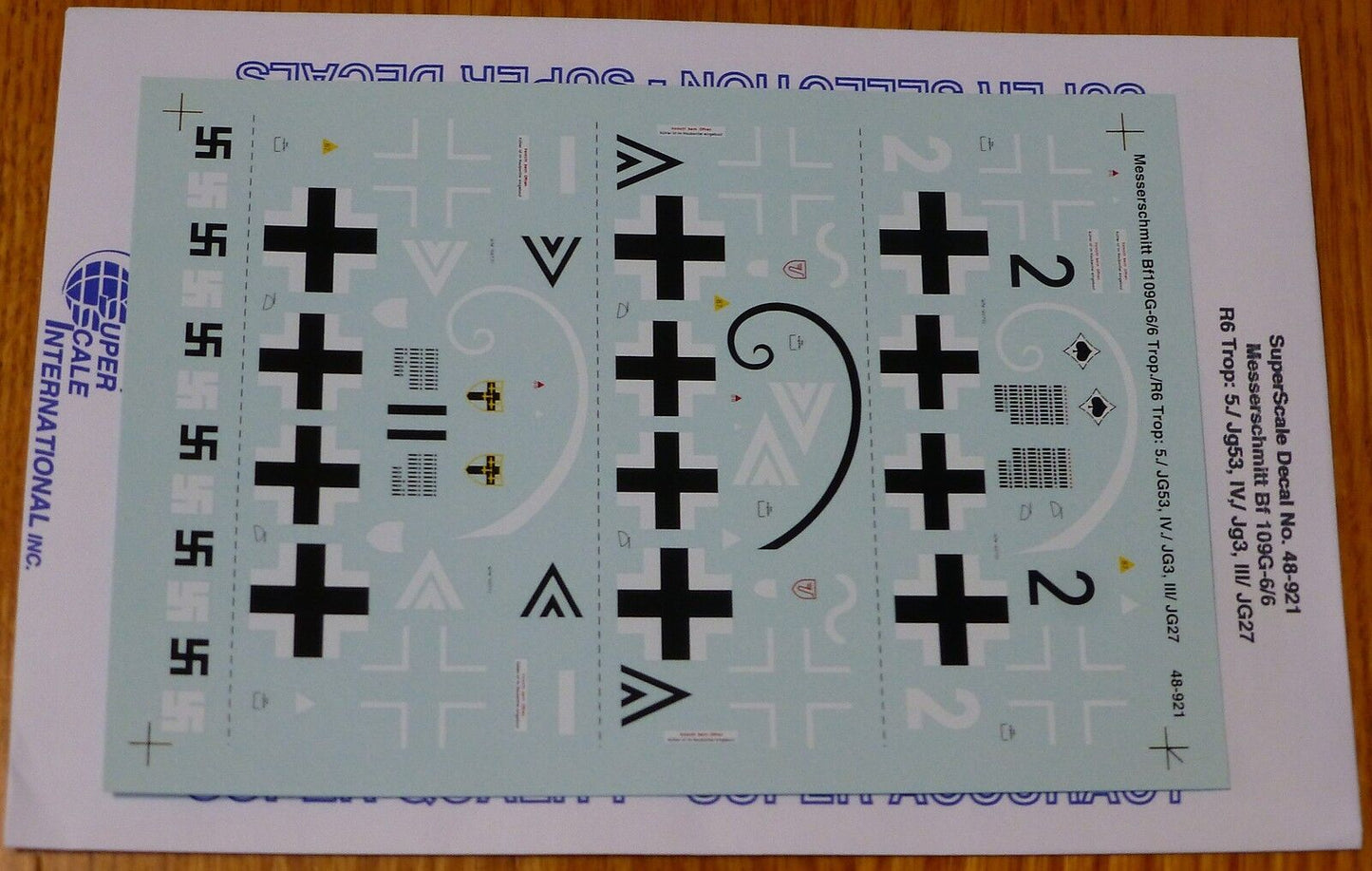 Microscale Decal 1:48 Scale #48-921 / Messerschmitt Bfl09G-6/6 Trop./R6 Trop: 5.
