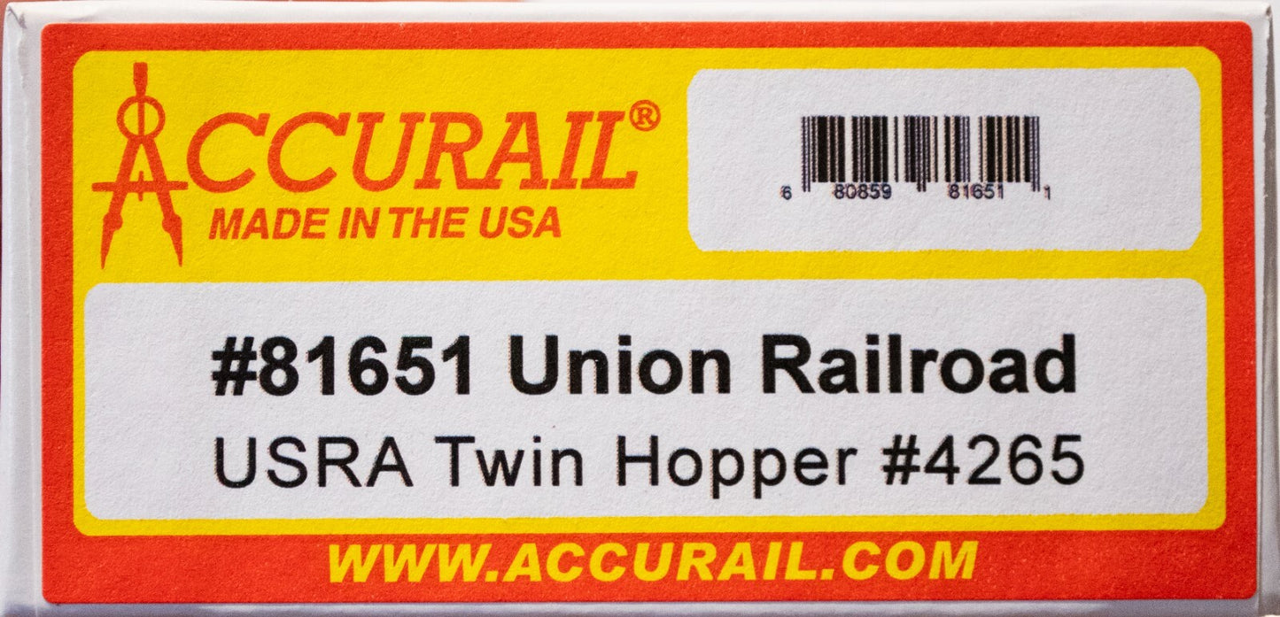 Accurail HO #81651 USRA 55-Ton 2-Bay Open Hopper - Kit -- Union Railroad #4265 (