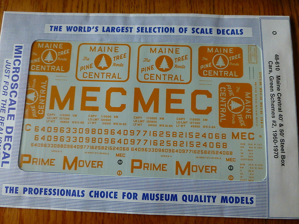 Microscale O #48-610 Maine Central 40' & 50' Steel Box Cars, Green Schemes #2