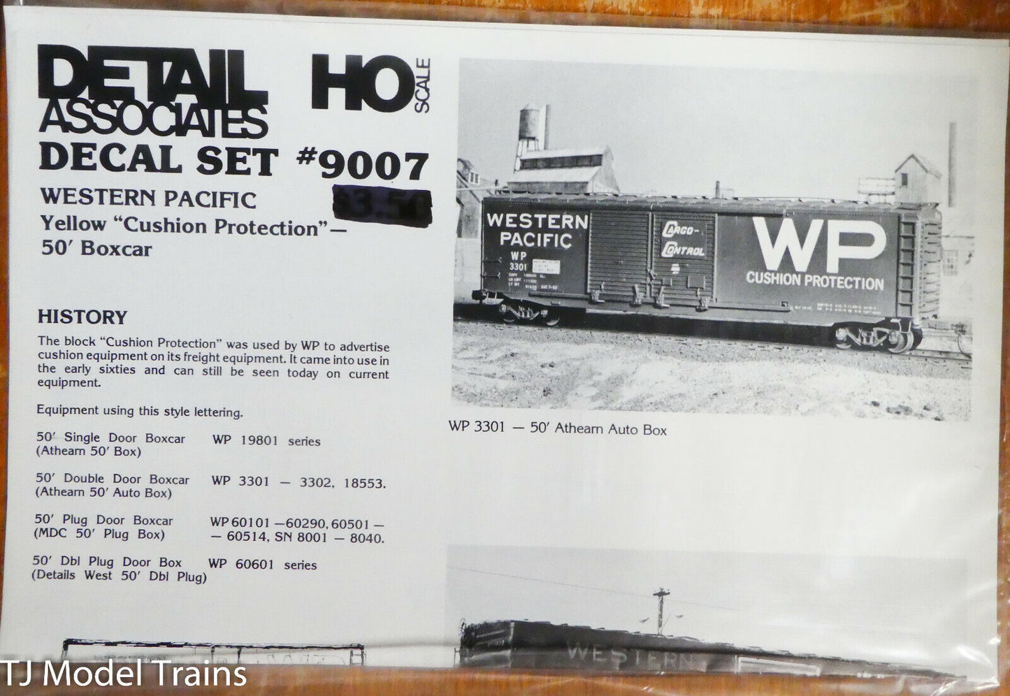 Detail Associates HO #9007 (Decal Set) Wetern Pacific "Cushion Protection" 50'