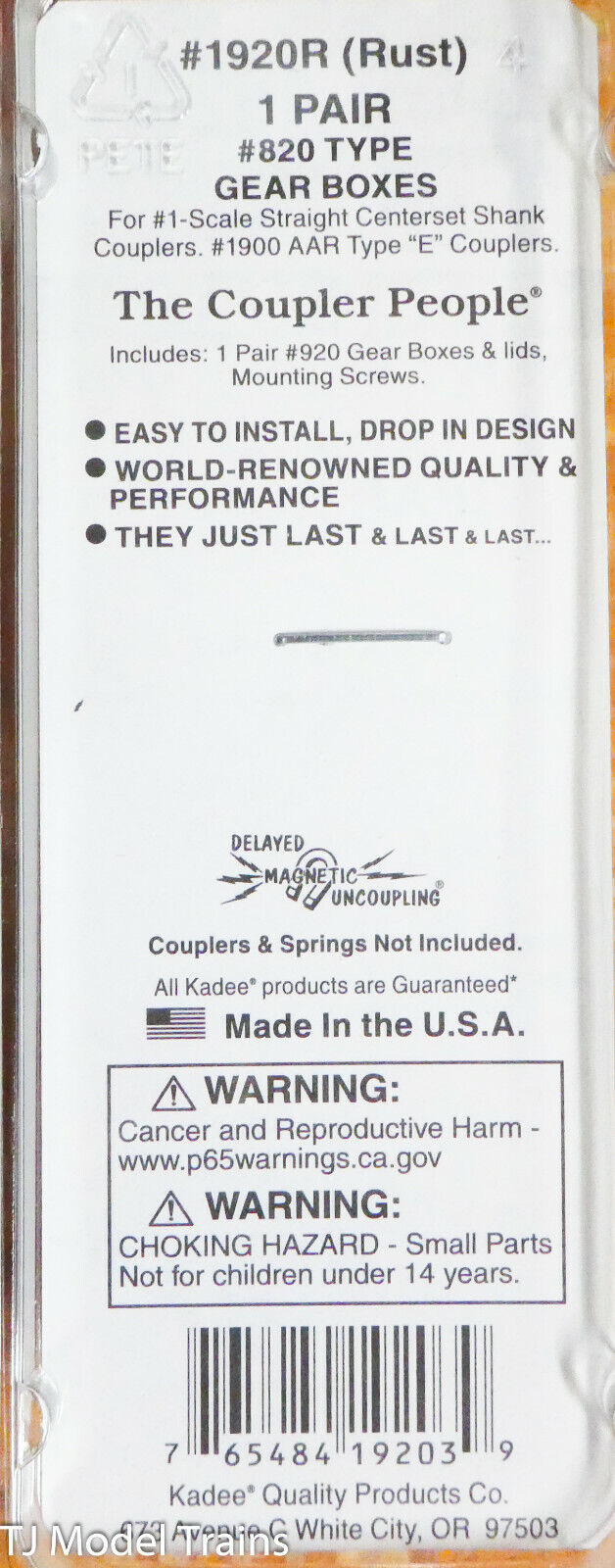 Kadee #1920R (#1 Scale) Gear Boxes #820 Type, Rust Color (1 Pair) NEW