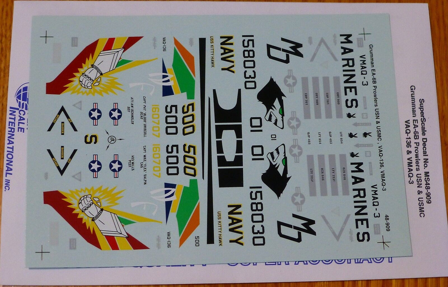 Microscale Decal 1:48 Scale #MS48-909 Grumman EA-6B Prowlers: USN & USMC, VAQ-