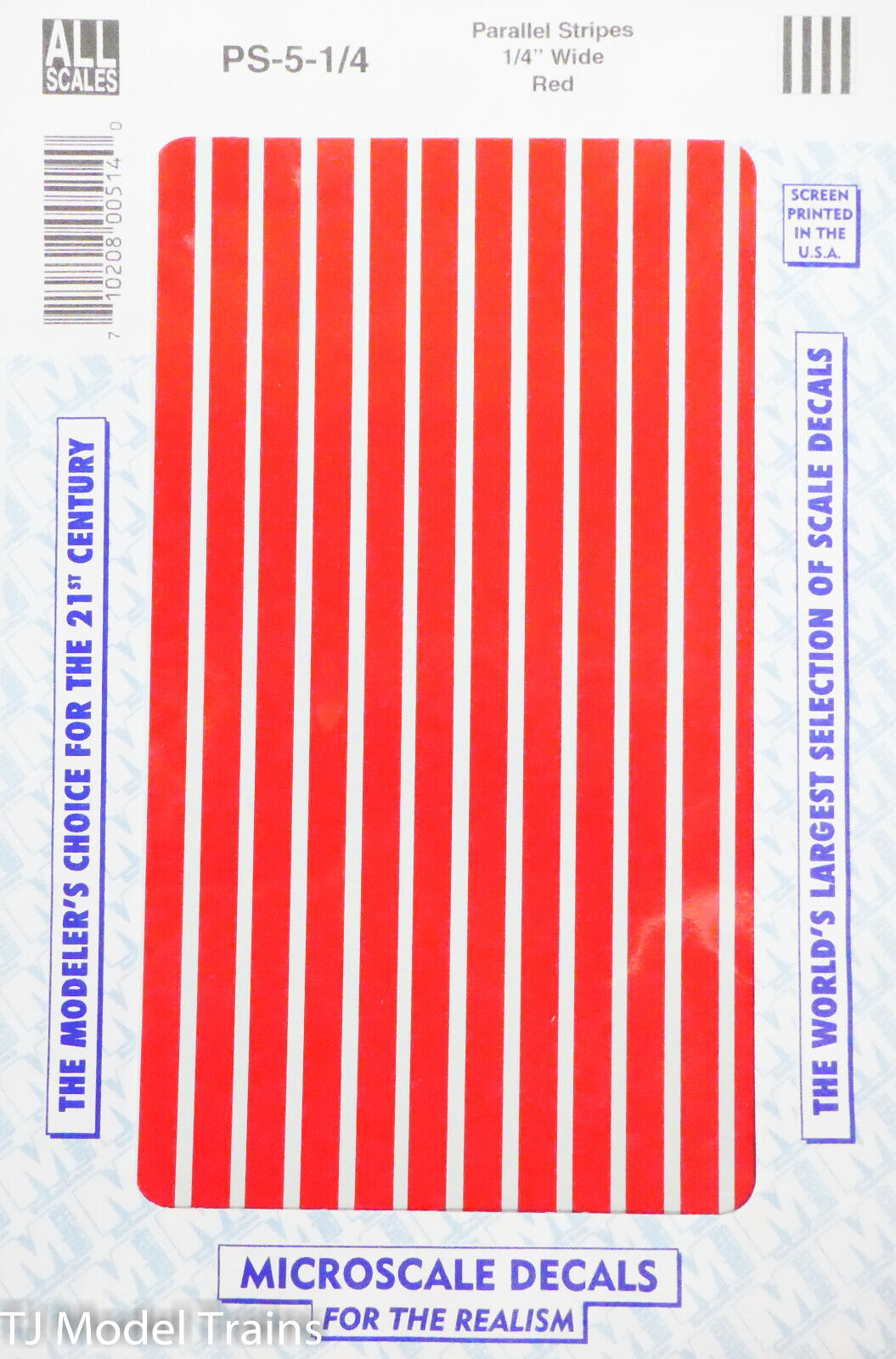 Microscale Decal #PS-5-1/4 Parallet Stripes 1/4" Wide Red