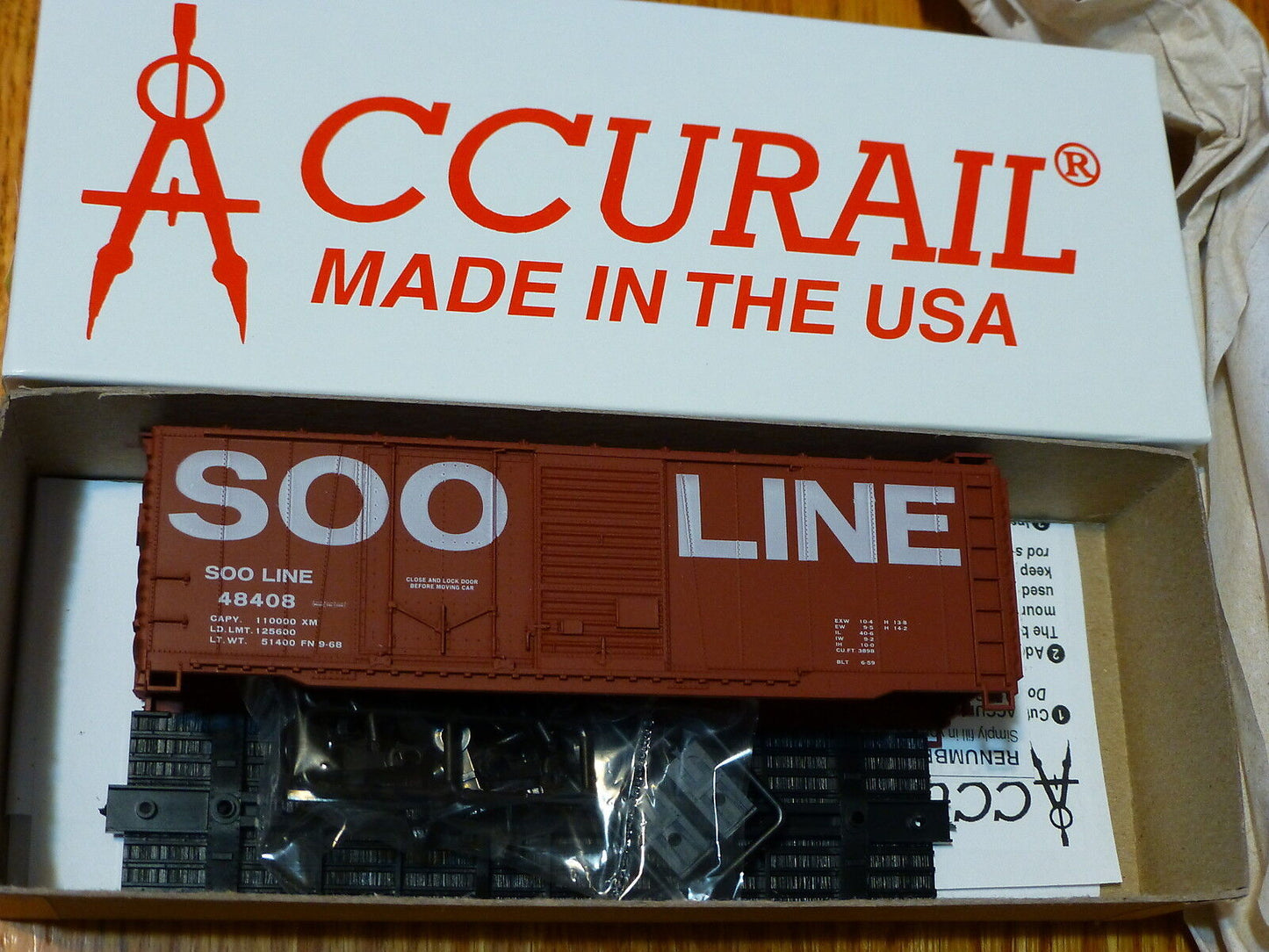 Accurail HO #3815 Soo Line (40' Combo Door Boxcar Kit) Road #48408 BLT 6-59