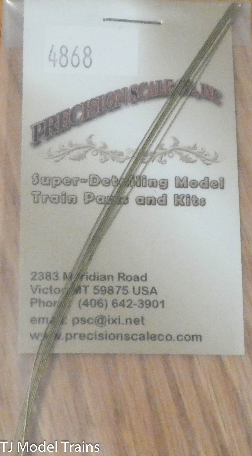 Precision Scale HO #4868 Brass Wire, Straight, 12" long, .3mm