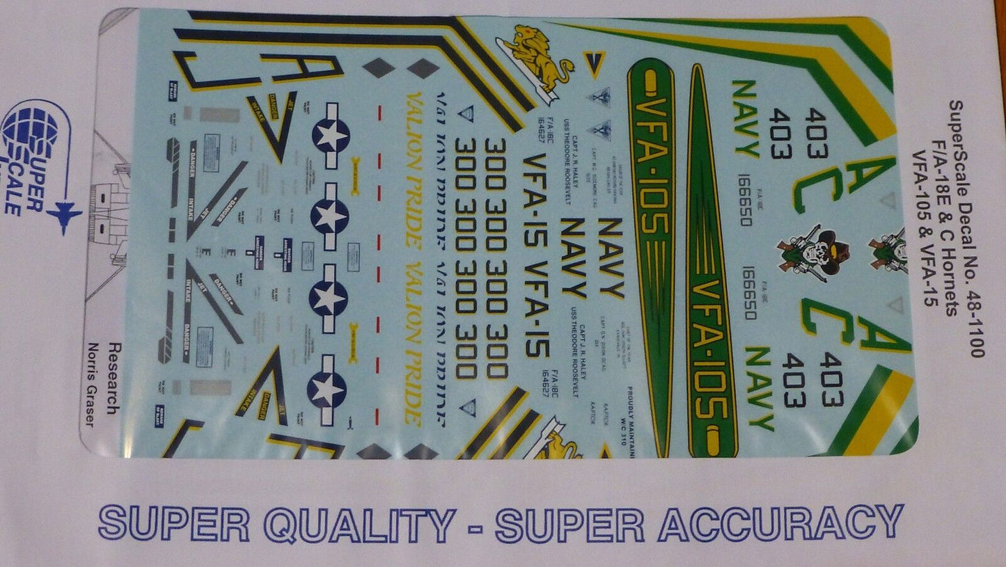 Microscale Decal 1:48 Scale #48-1100 / F/A-18E & C Hornets: VFA-105 & VFA-15