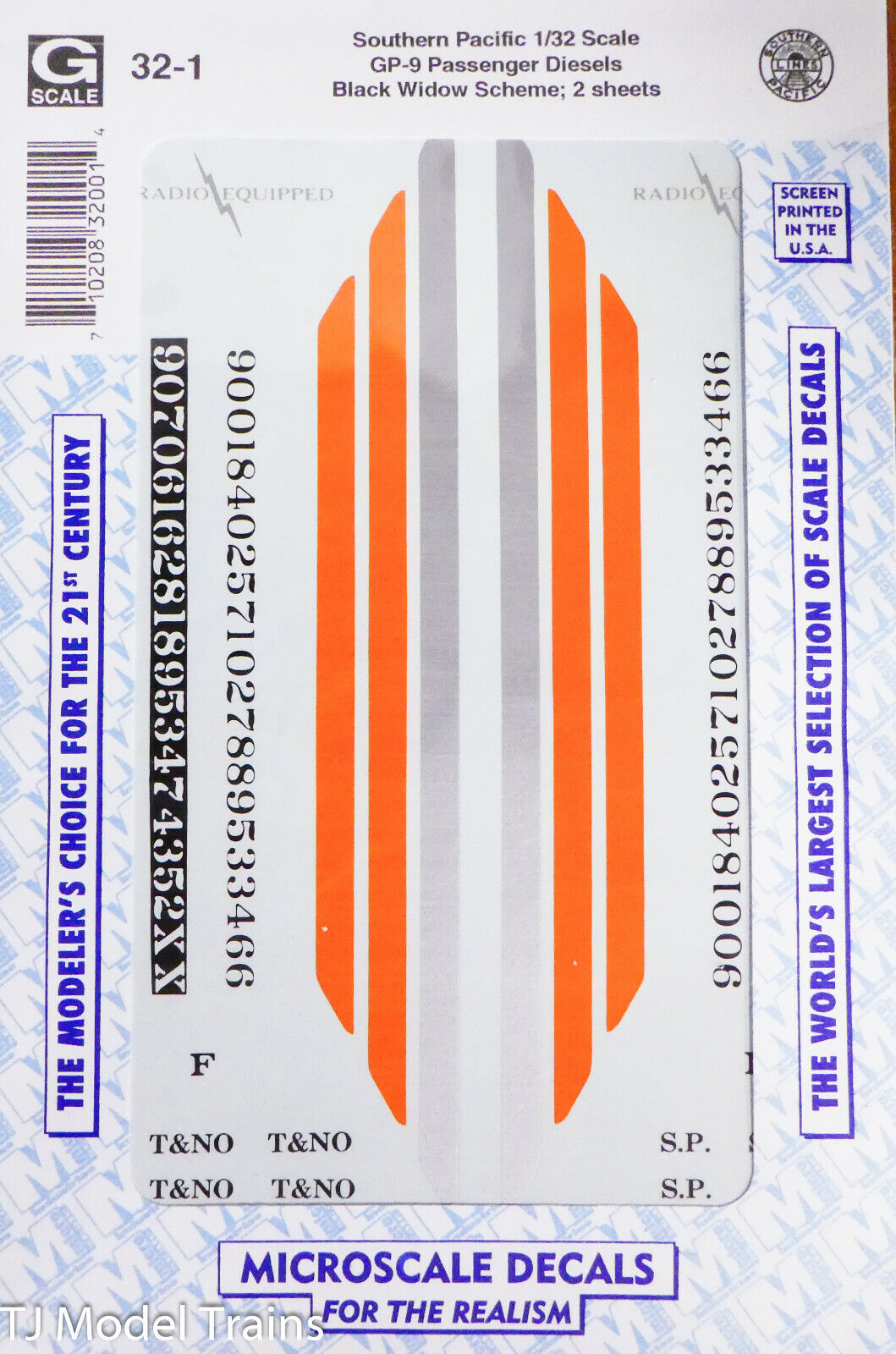 Microscale Decal #32-1 SP Black Widow GP-9 Pass Diesels (Water Slide Decal)