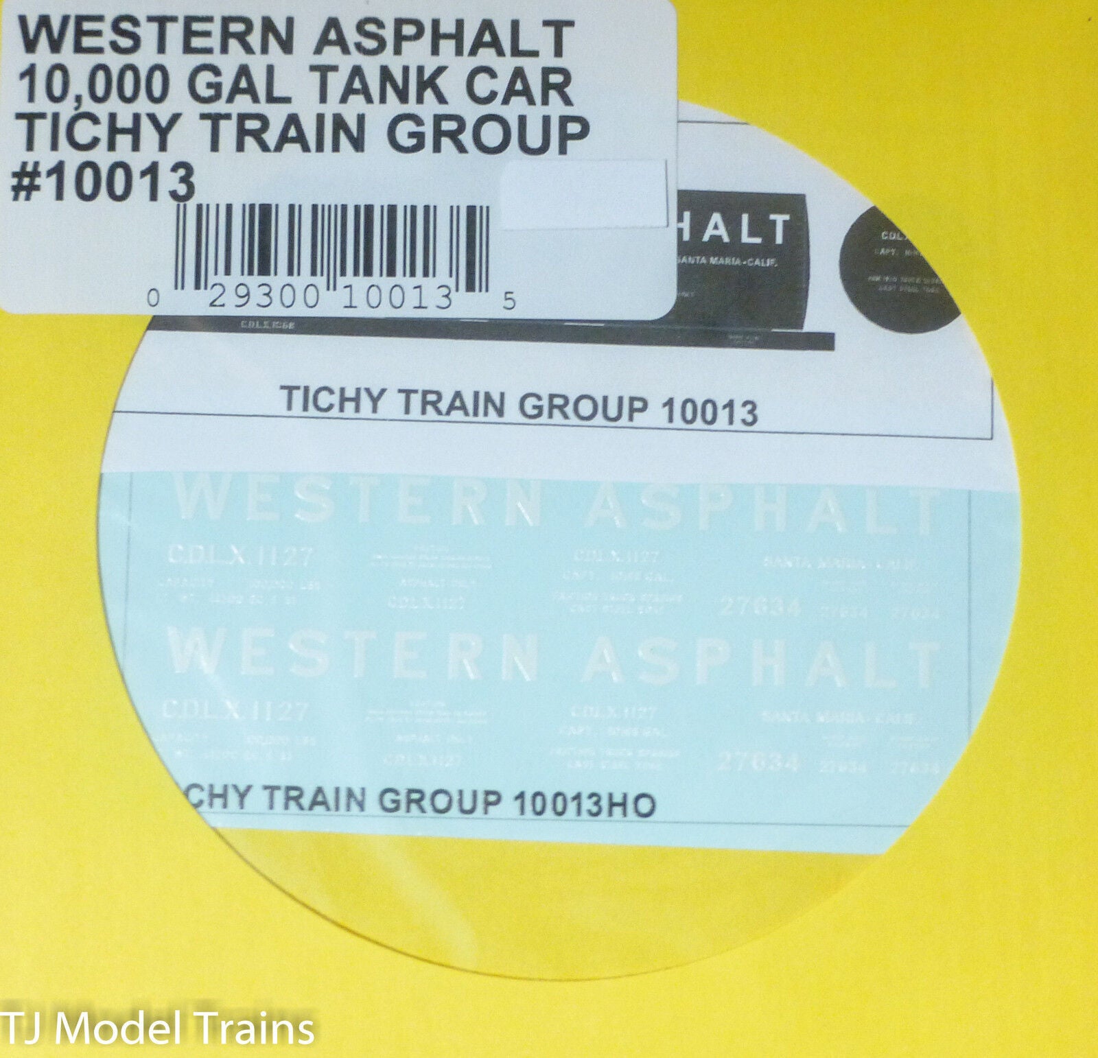 Tichy Train Group 10013 Decal for Western Asphalt 10,000Gallon Tank