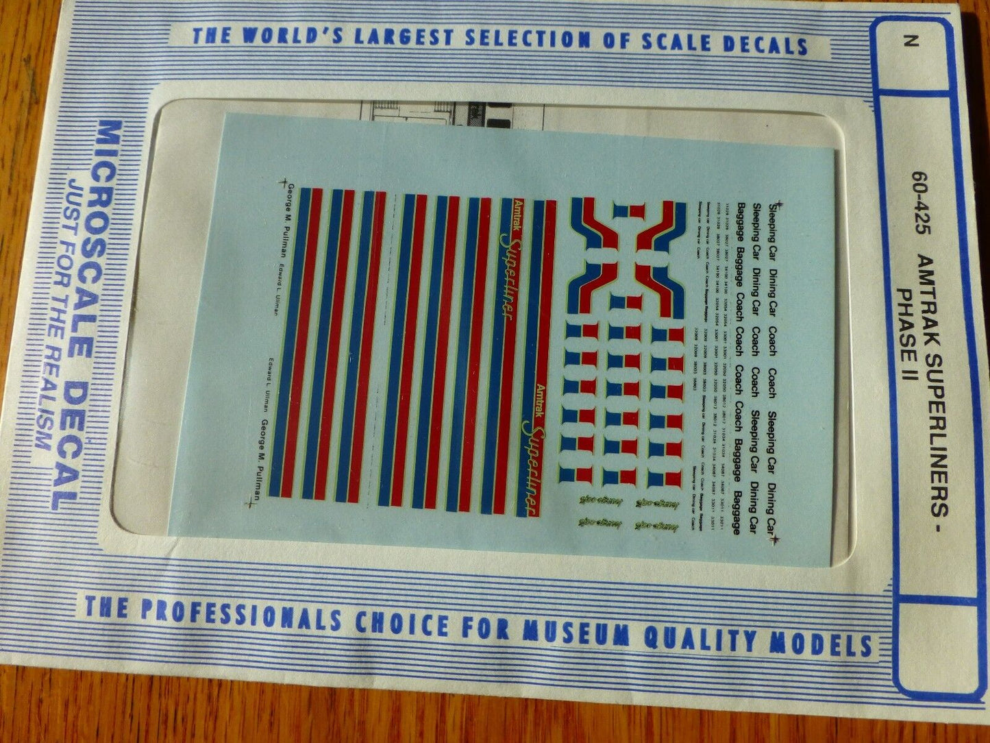 Microscale Decal N #60-425 Amtrak Superliner Passenger Cars (1980-1987) use wit