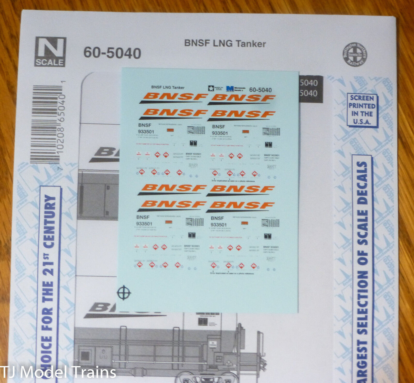 Microscale Decal N #60-5040 BNSF LNG Tanker (Water Slide Decal)