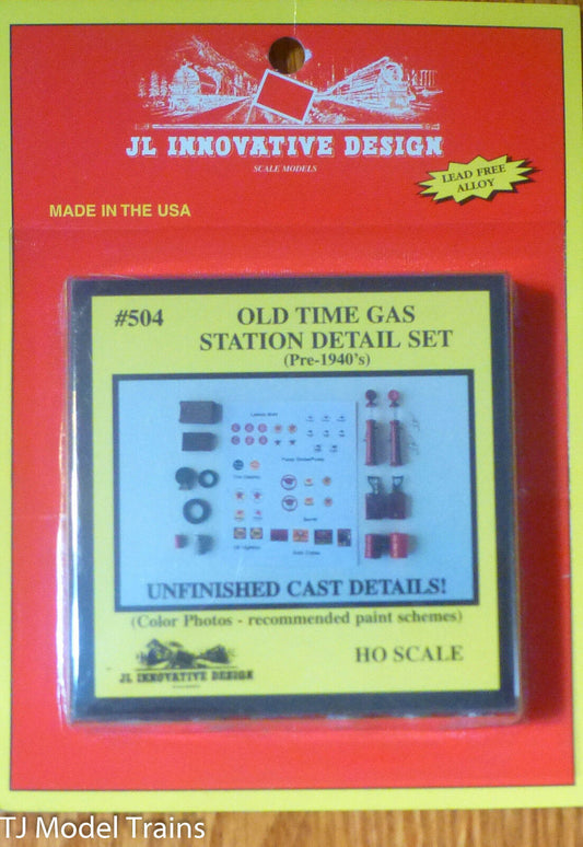 JL Innovative Design #504 Old Time Gas Station Detail Set (1:87th Scale) Kit