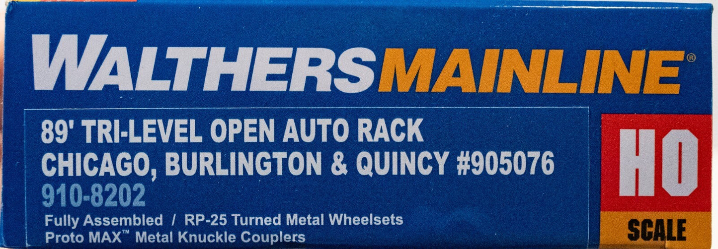 Walthers HO #910-8202 89' Flatcar w/Tri-Level Open Auto Rack - Ready to Run -- G