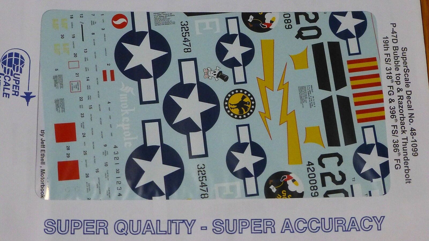 Microscale Decal 1:48 Scale #48-1099 / PD-47D Bubbletop & Razorback Thunderbolt: