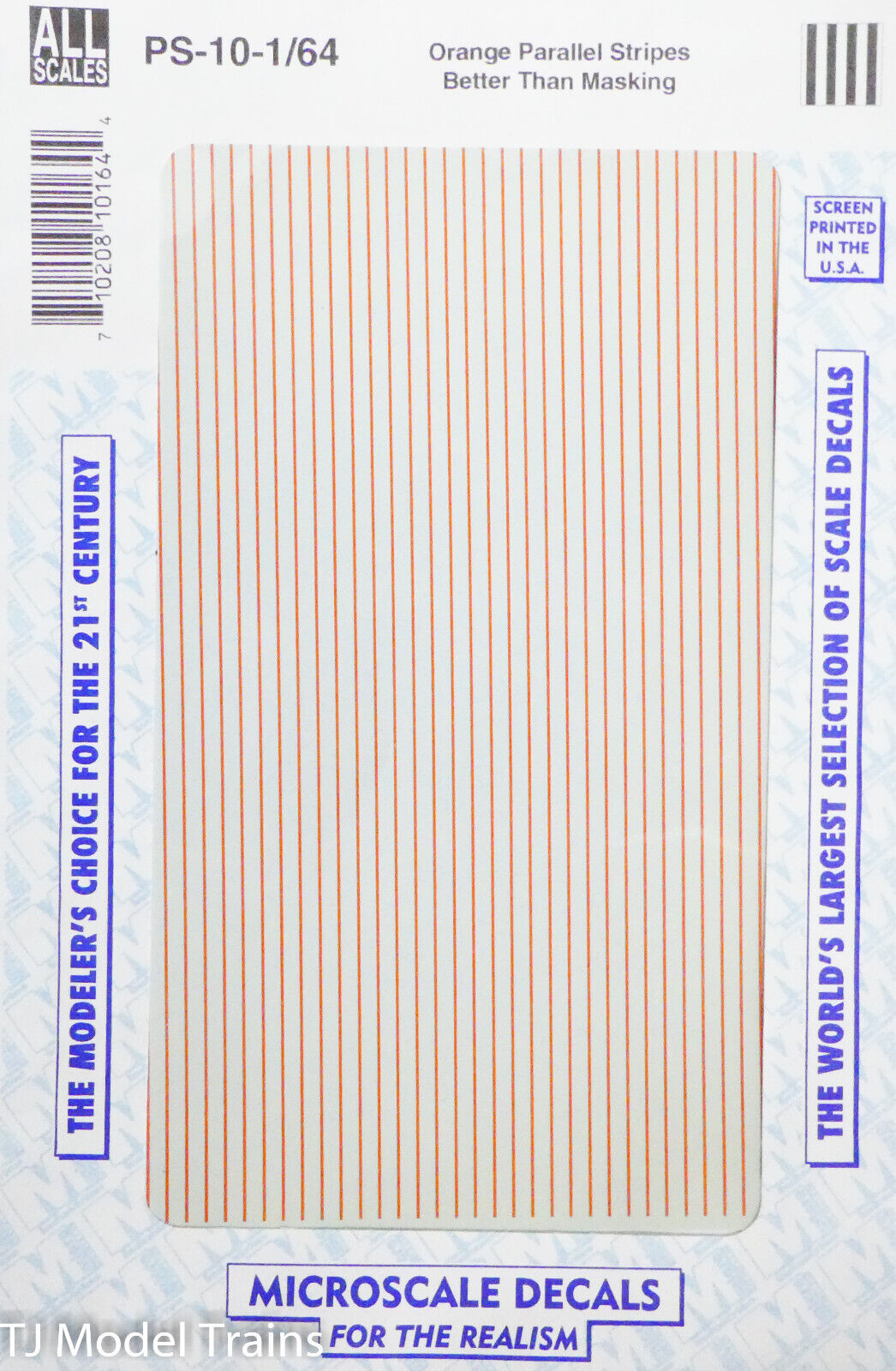 Microscale Decal #PS-10-1/64 Orange Parallel Stripes (1mm = .039)