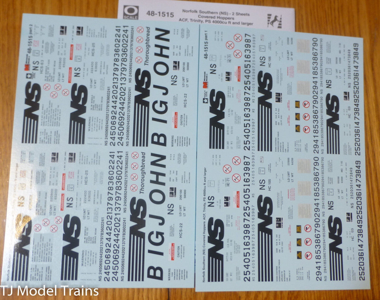 Microscale Decal O #48-1515 Norfolk Southern (NS) 2 Sheet (Cov'd Hopper,ACF,