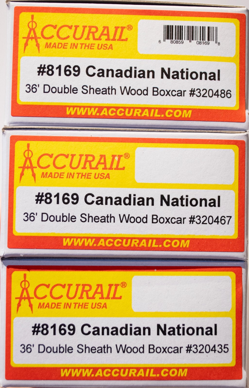 Accurail HO #8169 36' Double-Sheathed Boxcar 3-Pack - Kit -- Canadian National #