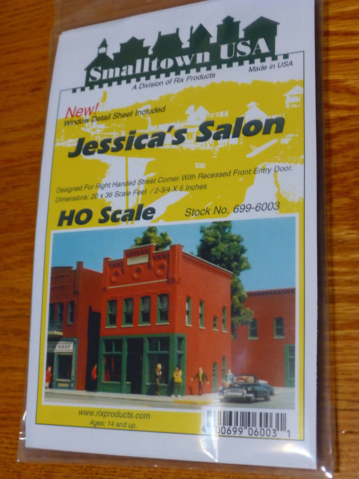 Smalltown USA HO #699-6003 Jessica's Salon 4-3/4 x 2-3/4" 11.9 x 6.9cm
