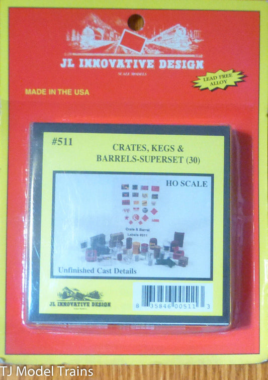 JL Innovative Design #511 Crates, Kegs & Barrels -- Set of 30 (1:87 Scale)