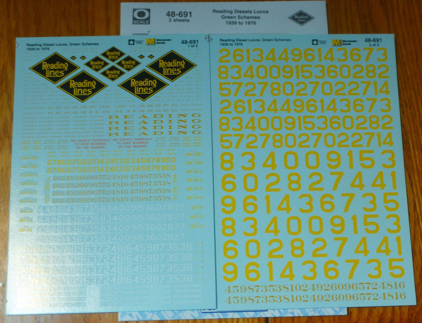 Microscale Decal O #48-691 Reading Diesel Locos - Green Schemes