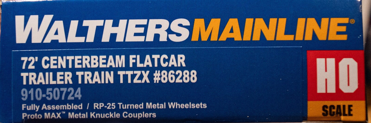 Walthers HO #910-50724 72' Centerbeam Flatcar w/Opera Windows - Ready to Run --