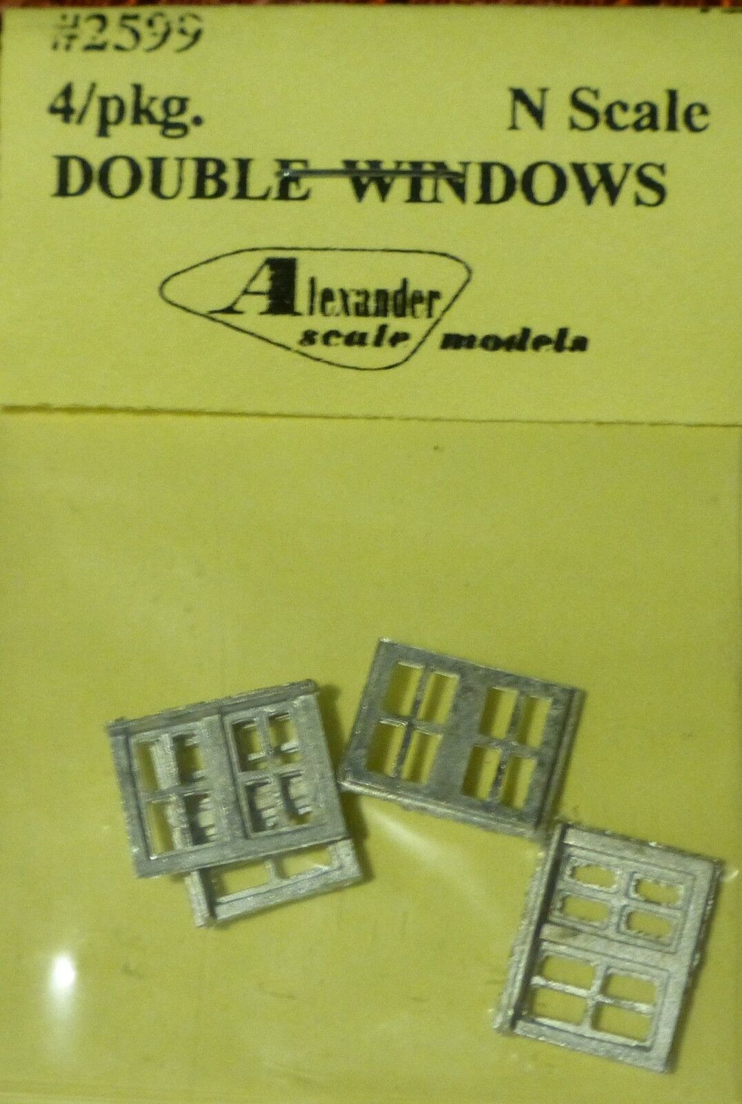 Alexander Scale Models #2599 Double Windows (4) Light Cast Metal (N Scale)