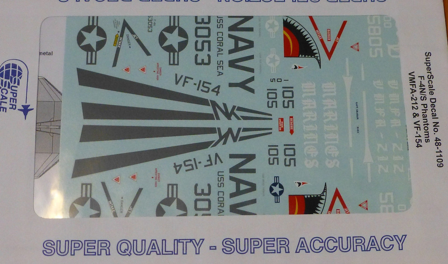 Microscale Decal 1:48 Scale #MS48-1109 / F-4 N/S Phantoms: VFMA-212 & VF-154