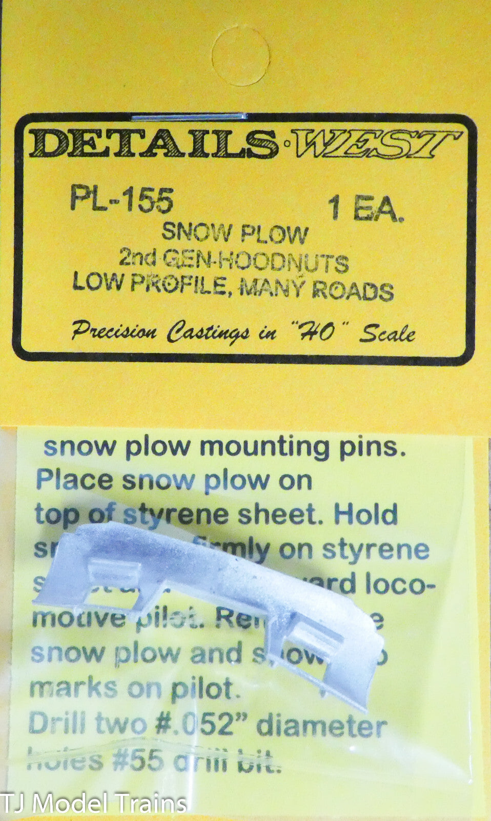 Details West HO #155 Snow Plow 2nd Gen Hoodunits, Low Profile, Many Roads