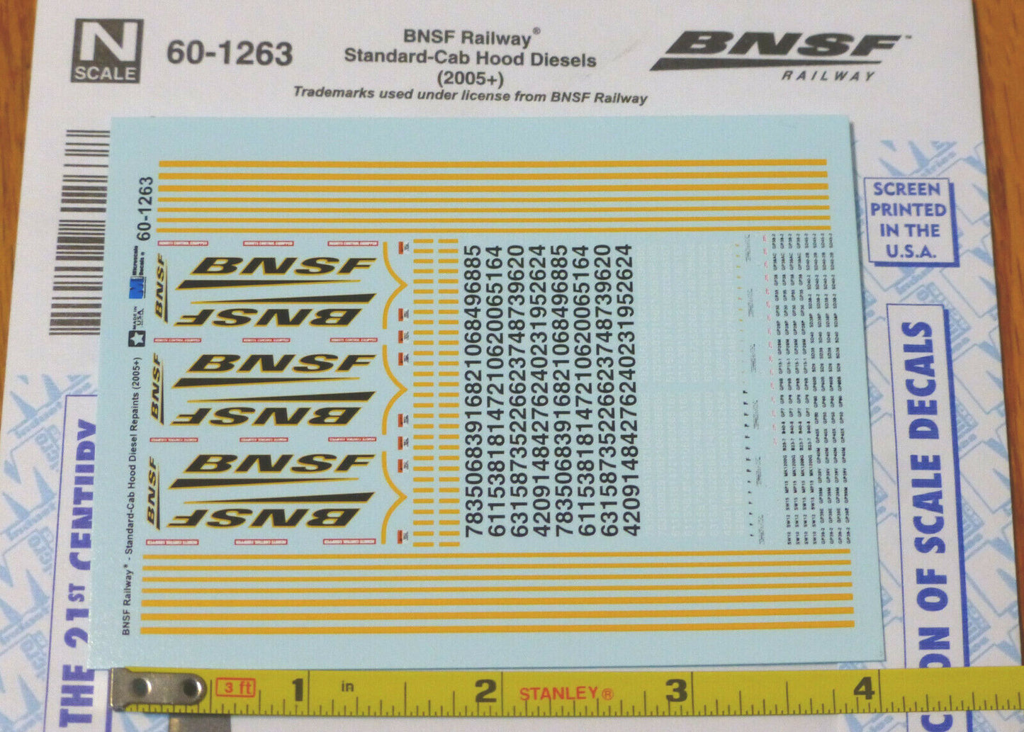 Microscale Decal N #60-1263 BNSF Standard Cab Hood Diesel repaint