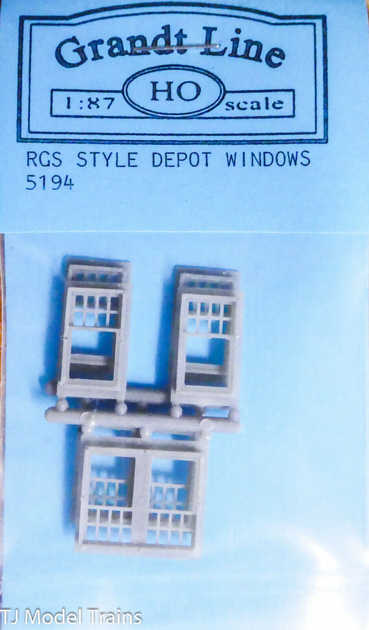 Grandt Line HO #5194 Windows 9 Pane RGS Style Depot 32x53 / 58x53 (Plastic)