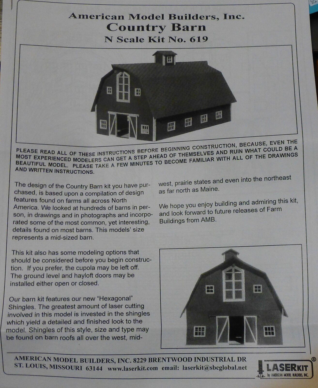 American Model Builders, Inc #619 Country Barn Kit (Laser Kit)