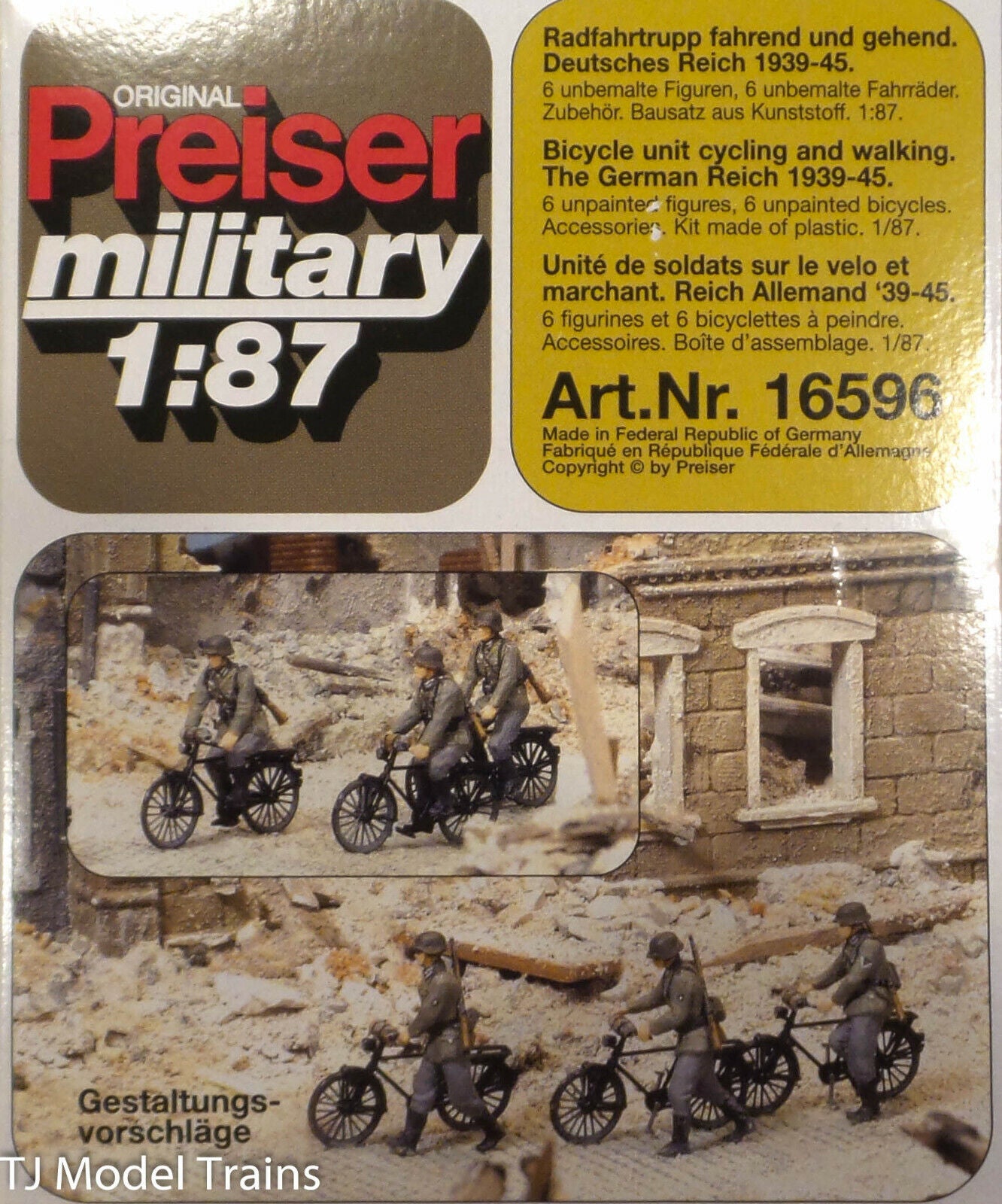 Preiser HO #16596 Bicycle unit Cycling & Walking German Reich 1939-49 (Figures)