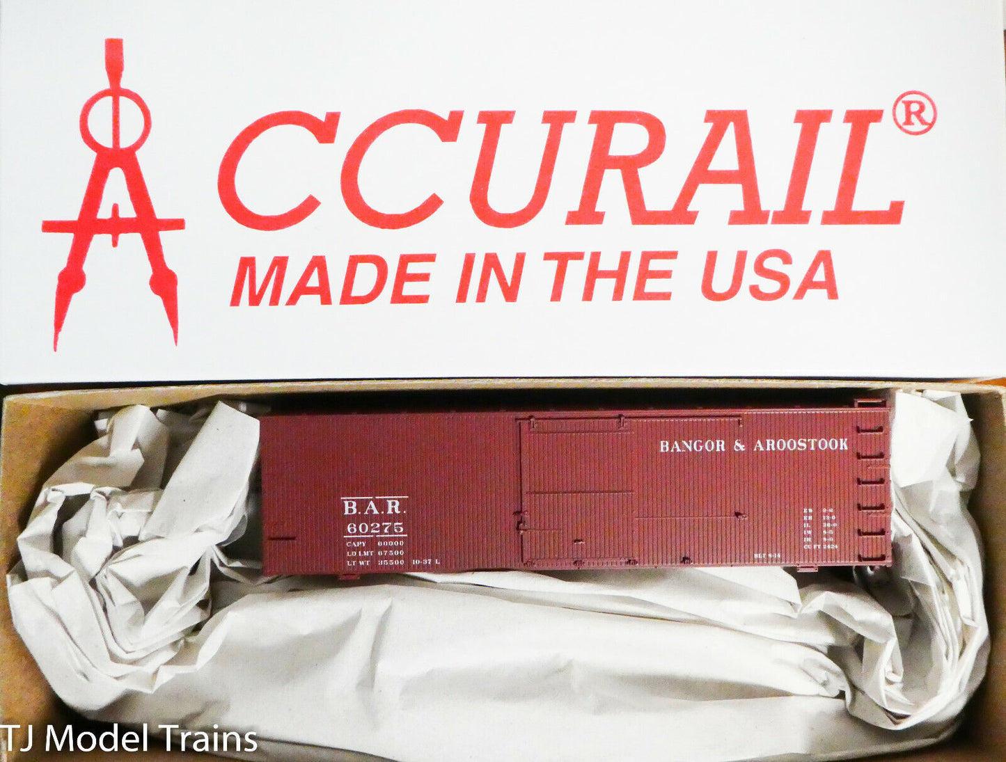 Accurail #1713 (Rd #60275) Bangor & Aroostook 36' Double Sheath Wood Boxcar NEW