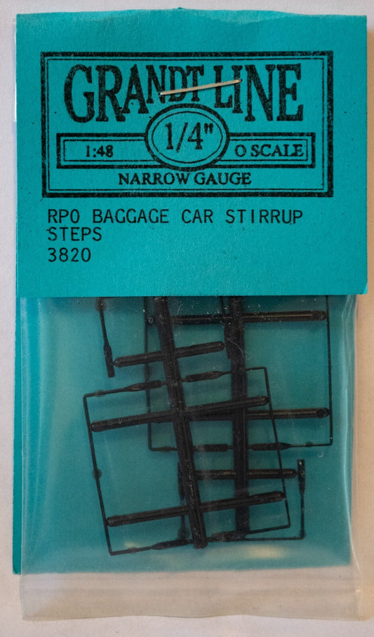 Grandt Line O #3820 Baggage Car Stirrup Steps -- RPO Car; (2) 1/18" and (4) 1/12