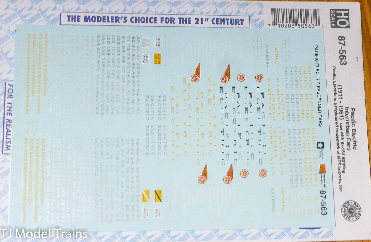 Microscale Decal HO #87-563 Pacific Electric Interurban Cars (1911-1961)