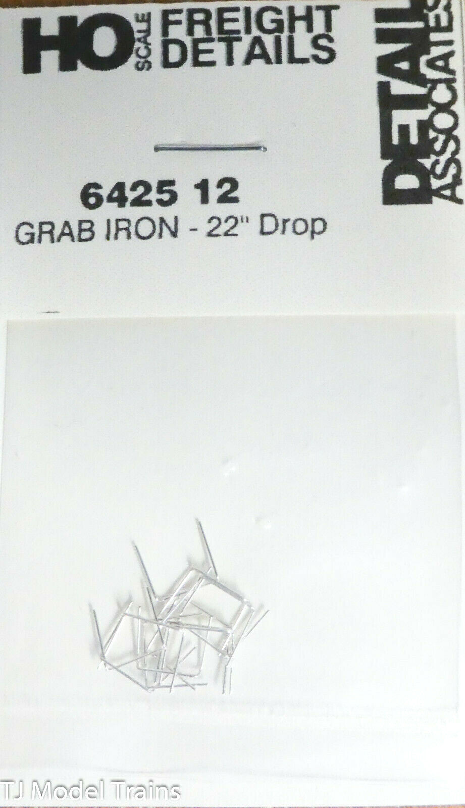 Detail Associates #6425 Grab Irons 22" Drop (HO Scale) 12 in Package (Metal)