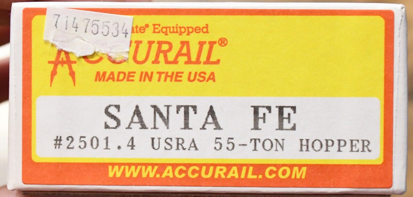 Accurail HO #2501.4 USRA 2-Bay 55Ton Open Hopper Kit Santa Fe (Oxide) rd#180649