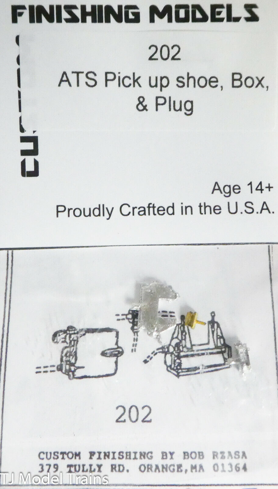 Custom Finishing Models HO #202 ATS Pock up Shoe, Box & Plug (White Metal)