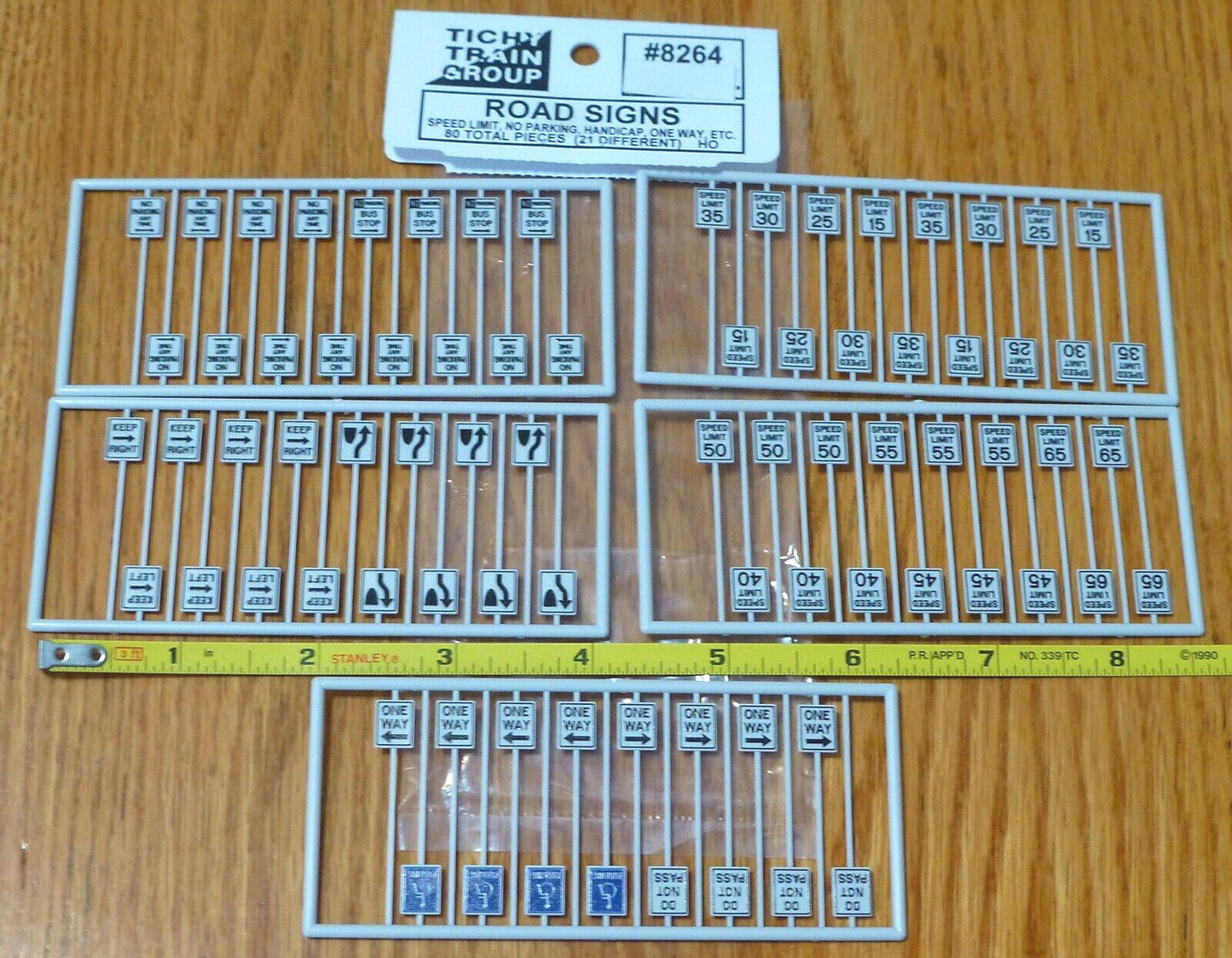 Tichy Train Group HO #8264 Road Signs: Speed Limit, No Parking, Handicap, One Wa