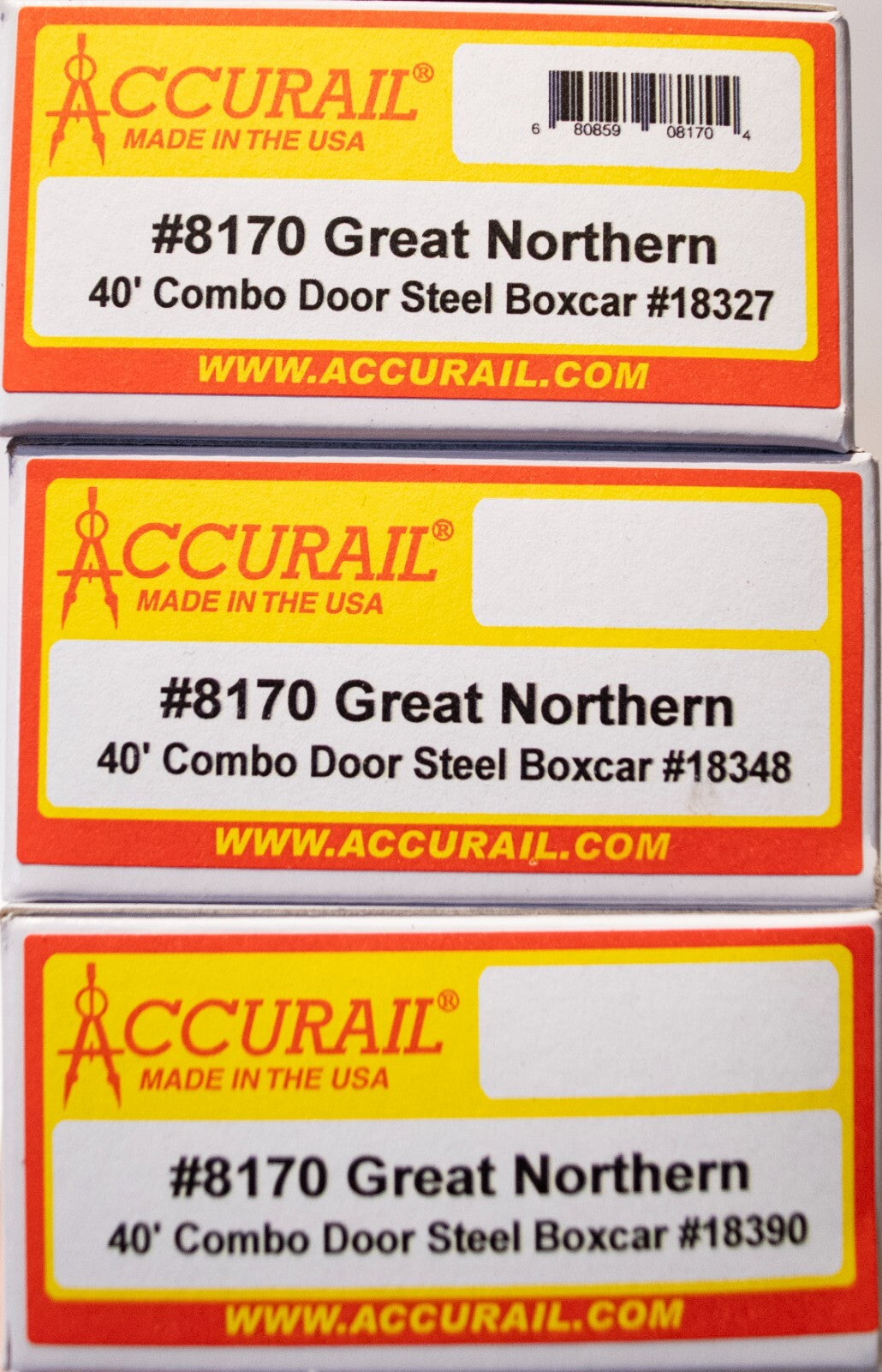 Accurail HO #8170 (3Pck) 40' Combination Door Steel Boxcar 3-Pack - Kit -- Great