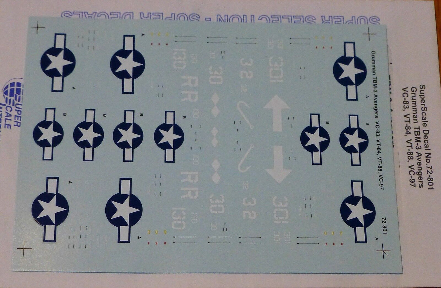 Microscale Decal 1:72 Scale #72-801 / Grumman TBM-3 Averners: VC-83, VT-84, VT-
