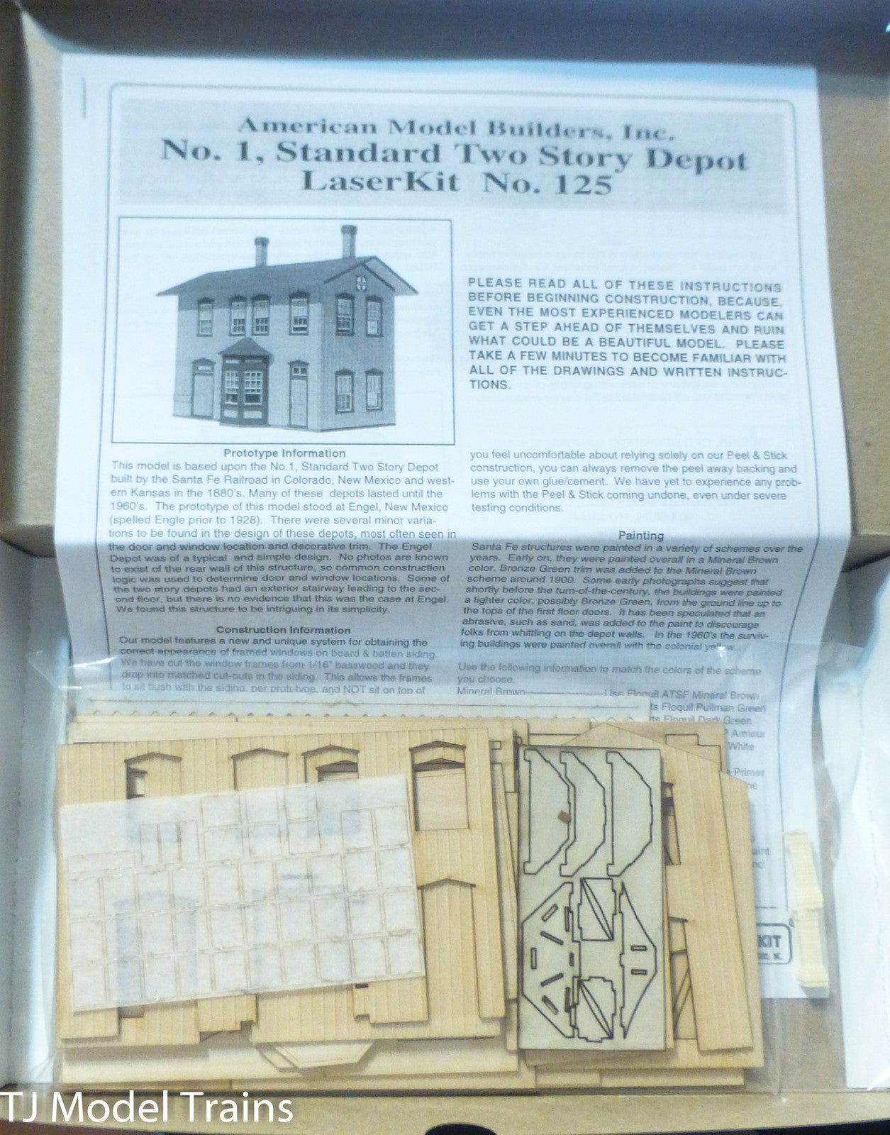 American Model Builders, Inc HO #125 Santa Fe NO.1 Standard Two Story Depot Kit